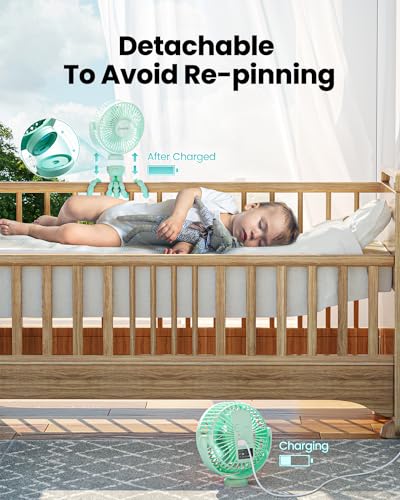 Gaiatop Mini Portable Stroller Fan, Battery Operated Small Clip on, Detachable 3 Speed Rechargeable, 360° Rotate Flexible Tripod Better Cooling for Car Seat Crib Treadmill Travel Green - color: green