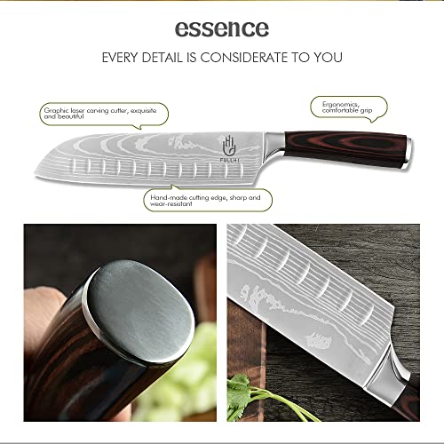 FULLHI Knife Set, 14pcs Japanese Knives Set, Premium German Stainless Steel chef Knife Set - color: Coffee wood, size: 14 Piece Knife Set