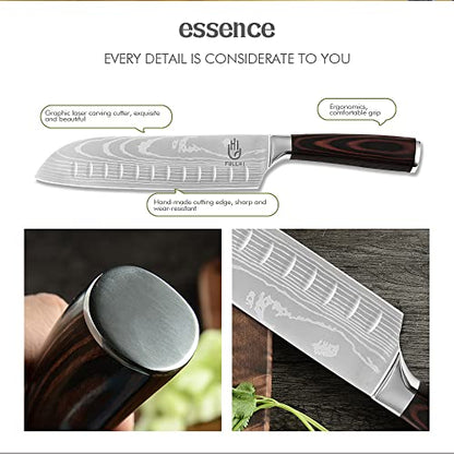 FULLHI Knife Set, 14pcs Japanese Knives Set, Premium German Stainless Steel chef Knife Set - color: Coffee wood, size: 14 Piece Knife Set