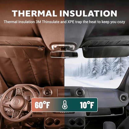Extra-Thick Windshield Cover for Ram Promaster Van 2014-2026, Insulated Blackout Sunshade with XPE Foam & Thinsulate Cotton, AllSeasonGuard Pro - color: Gray - Pro, size: Windshield