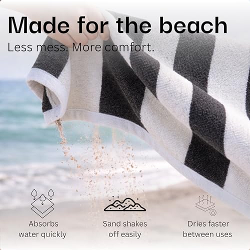 Salt Earth Cotton Striped Beach Cabana Towel, 6 Pack - 30"x60" Quick Dry Towels, Pool Essentials, Travel, Gym & Bathroom Towels, Oversized Beach Vacation EssentialsSteel Grey - color: Steel Grey-1, size: Pack of 6
