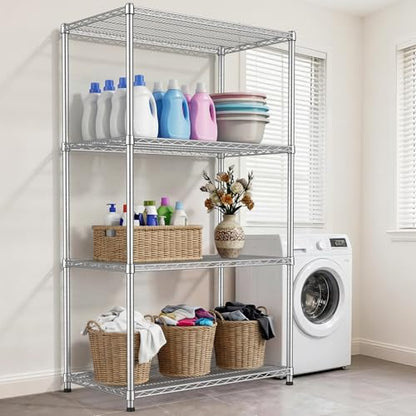 Heavy Duty 4 Tier Wire Shelving Unit 2200 lbs Capacity Garage Shelving Metal Storage Rack Adjustable 18”Dx36”Wx70.9”H Industrial Standing Shelf for Garage Basement Warehouse Pantry - size: 4-Tier-Silver[18"D x 36"W x 70.86"H]