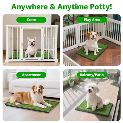 Dog Grass Pad with Tray, 45”×29” Large Dog Litter Boxes with Artificial Grass, Reusable Washable Pee Pads for Dogs, Indoor Outdoor Pet Toilet Puppy Training Potty for Balcony - size: 45"x29"（3 Layer Potty System)