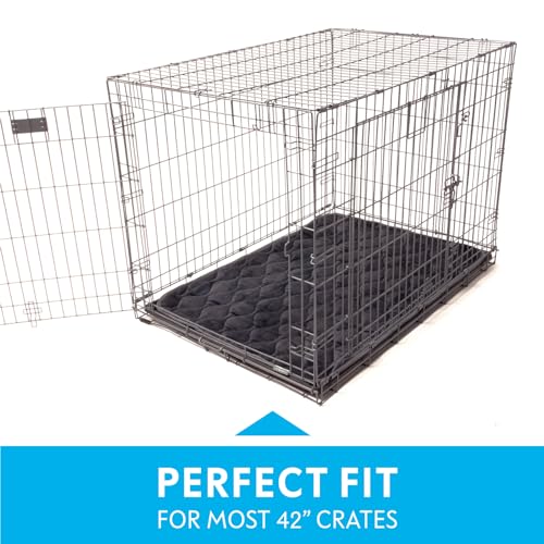 Paw Inspired Washable Padded Crate Mats for Dogs | 41” x 28” Pad, Fits 42-inch Kennels | Leakproof, Waterproof Bottom, Plush Pet Beds (Gray) - color: Gray, size: 42 Inch
