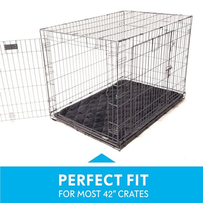 Paw Inspired Washable Padded Crate Mats for Dogs | 41” x 28” Pad, Fits 42-inch Kennels | Leakproof, Waterproof Bottom, Plush Pet Beds (Gray) - color: Gray, size: 42 Inch