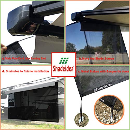 Shadeidea RV Sun Shade Screen for RV Awning - 9' X 17' 5'' (fit for 18' Awning) Black Mesh Sunshade Motorhome Camping Trailer UV Sunblocker Canopy Sunscreen - 3 Year Warranty - size: 9' 0'' x 17' 5'' -Actual Measurement