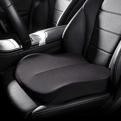 Car Seat Cushion Pillow, 3.9in Wedge Driver Seat Cushion for Driving, Memory Foam Car Booster Seat Cushion Pad for Truck, Office, Wheelchair,Black - color: Black