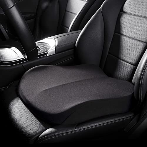 Car Seat Cushion Pillow, 3.9in Wedge Driver Seat Cushion for Driving, Memory Foam Car Booster Seat Cushion Pad for Truck, Office, Wheelchair,Black - color: Black