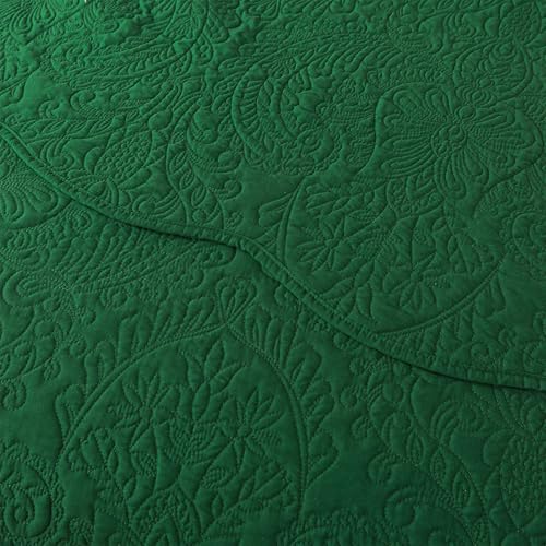HoneiLife Queen Size Quilt Sets - 3 Piece Queen Quilt Bedding Set Microfiber Quilt Set Lightweight Bedspreads Reversible Coverlets Retro Bed Cover Floral Bedding Set All Season Quilts-Green - color: Green, size: Queen/Full-90"x96"