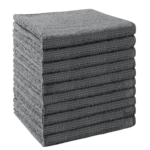 UNIMADE Washcloths Bulk - 10 Pack - Face Towels (12" x 12"), Highly Soft Wash Cloths and Hand Towels, Fast Drying Multi-Purpose Microfiber Cleansing Cloths for Bathroom, Hotel, Spa, and Salon - Grey - color: Grey, size: 10Pack