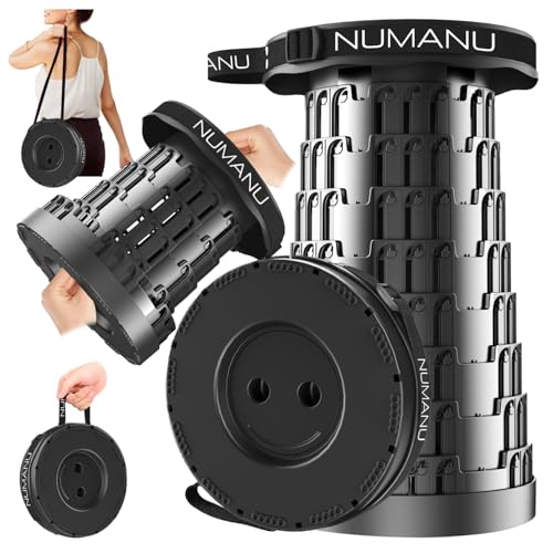 NUMANU 2026 Upgraded Collapsible Stool, Max 620lbs 2.5"-18" H Adjustable Portable Folding Stool for Adults, Retractable Foldable Telescopic Seat Camping Chair or Footrest (1x Hard Seat) - size: 1x Hard Seat