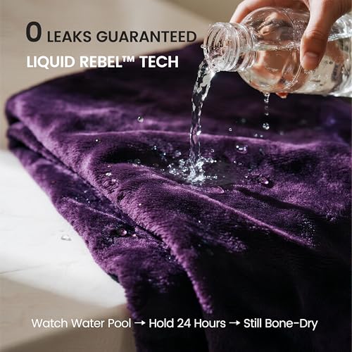 gogobunny Waterproof Bed Blanket, Reversible Sherpa Fleece Throw Blanket for Dog Puppy Cat, Furniture Cover Protects Bed Couch Sofa from Liquid Pee and Pet Fur (Dark Purple, 50x60 inches) - color: Dark Purple, size: 50x60 inches