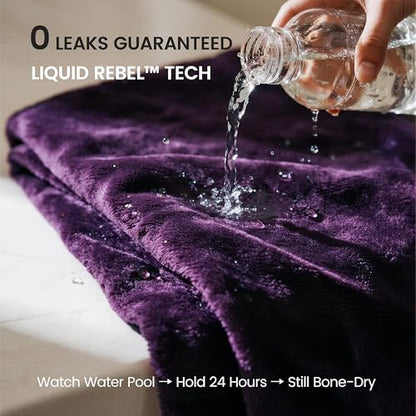 gogobunny Waterproof Bed Blanket, Reversible Sherpa Fleece Throw Blanket for Dog Puppy Cat, Furniture Cover Protects Bed Couch Sofa from Liquid Pee and Pet Fur (Dark Purple, 50x60 inches) - color: Dark Purple, size: 50x60 inches