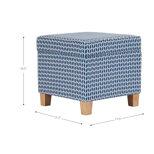 HomePop 18" Classic Square Storage Ottoman - Blue Chevron Print - color: Blue Chevron Print