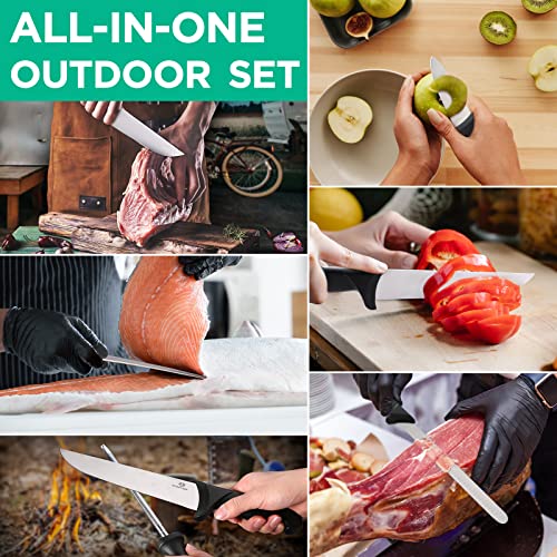 Mossy Oak Kitchen Knife Set, 6 PCS Chef Knives with Roll Bag, Sharp Stainless Steel Camping Knife for Cutting Meat, Fruits & Vegetables, Practical Gifts Knife Set for Women Men Cooking Lovers