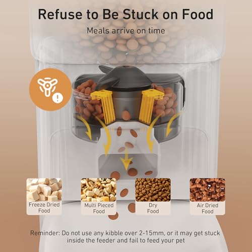 Automatic Cat Feeder - 7L/29 Cups Cat Food Dispenser with Desiccant Bag, 1–6 Meals, Ideal for 2–15mm Dry Food, Auto Pet Feeder with Dual Power Supply, Automatic Dog Feeder for Small Medium Breed - color: White