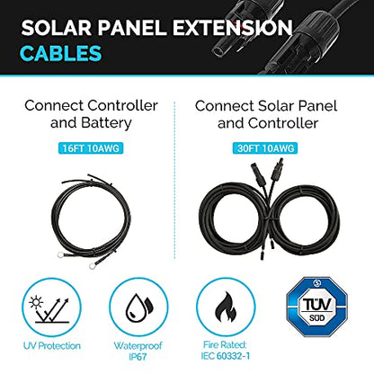 Renogy 200 Watts 12 Volts Monocrystalline RV Solar Panel Kit with Adventurer 30A LCD PWM Charge Controller and Mounting Brackets for RV, Boats, Trailer, Camper, Marine, Off-Grid Solar Power System - size: RV200W+ADV 30A