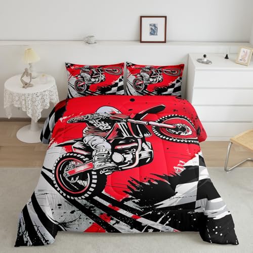 Feelyou Boys Girls Dirt Bike Comforter Twin Size, Extreme Sports Comforter Set Racing Motocross Bedding Set Kids Motorcycle Teens Duvet Set Bedroom Decor 2Pcs - color: Multi 06, size: Twin