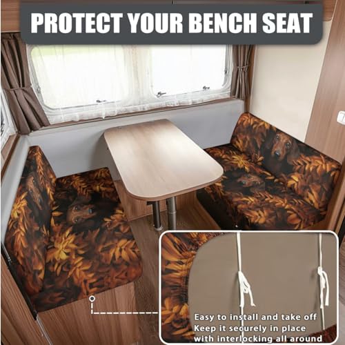 Dachshund Fallen Leaves RV Dinette Cushion Covers Wear-Resistan Camper Cushion Slipcover Elastic 2 Seat Sofa Chair Covers 1 Backrest Cover 1 Bench Cover and 1 Pillowcase - color: Dachshund Fallen Leaves