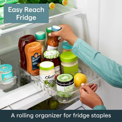 YouCopia RollOut Fridge Caddy BPA-Free Clear Rolling Refrigerator Organizer Bin with Adjustable Dividers and Handles, 9" Wide - size: 9" Wide