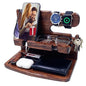 VEIYAILU Gifts for Men Women Dad Husband Boyfriend Wood Phone Docking Station Nightstand Organizer for Men Birthday Gifts (Dark Brown) - color: dark brown