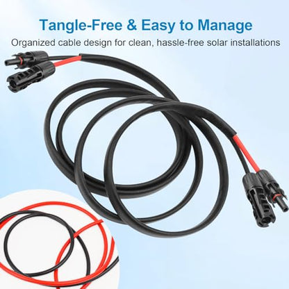XRDS -RF Solar Cable 100FT, 8AWG Solar Extension Cable with Male & Female Solar Connectors, Flame-Retardant Protective Sleeving Solar Panel Cable, Weatherproof PV Wire for Solar Panel Connection - size: 8AWG 100FT