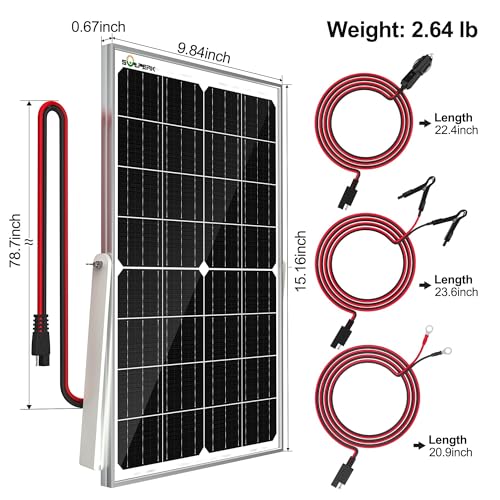 SOLPERK 15W Solar Battery Charger 12V Waterproof Solar Panel Charger + Upgrade 8A Charge Controller+ Adjustable Mount Bracket for Car, Motorcycle, Boat, Marine, RV,Trailer, Tractor,Truck, etc. - size: 15W