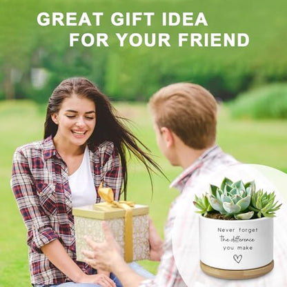 Cute Succulent Planter, Flower Cactus Plant Pot Gifts, Going Away Farewell Thank You Inspirational Employee Appreciation Gifts for Women Men Coworkers Boss Lady Manager (No Plants) - color: Never Forget