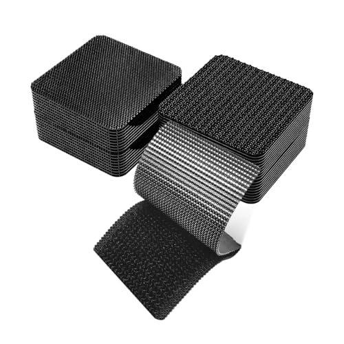 Yourkar 20 PCS Hook and Loop Strips with Adhesive, 2"×2" Car Mats Self-Adhesive Tape Strip, Multi-Purpose Non-Slip Double Sided Snap Fastening Tape, Fixing Tape for Sofa Carpet - color: 20 PCS
