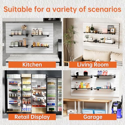 Wood Slatwall Shelves, Slat Wall Shelf Slatwall Acccessory for Garage, Home Improvement, Retail Display (6, 24''x12'') - size: 24''x12''