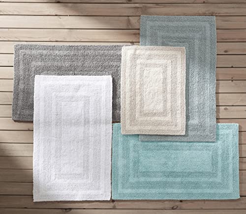 Eddie Bauer - Bathroom Rug, 100% Soft Plush Tufted Cotton Bath Rug, Highly Absorbent, Quick-Dry, and Reversible (Logan Turquoise, 2 Piece) - color: Turquoise, style: 2 Piece