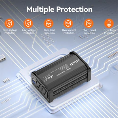 ALLWEI 300W Power Inverter 12V DC to 110V AC Car Plug Adapter Outlet Converter with 27W PD USB-C &18W USB-A Fast Charger, Car Cigarette Lighter Adapter for Laptop Tablets Phones-Black - color: PD27W-Black
