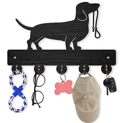 MAYJOYDIY Wood Coat Rack 11.8x8inch Pet Animal Key Holder Hooks Wall Key Rack with 5 Alloy Hooks Dog Leash Holder Wall Art Decor for Dog Lover Gift Entryway Farmhouse Porch - color: Dog