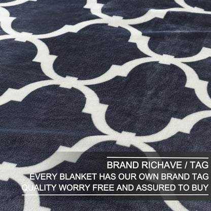 Richave Gray Pattern Throw Blanket,Premium Lightweight Anti-Static 50x60 Inches Travel Size Throw Blankets for Couch, Sofa, Chair, Bed, Camping, Picnic,Grey and White - color: Grey and White, size: Travel (50-Inch-by-61-Inch)