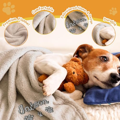 Personalized Dog Blanket with Pet Name, Custom Dog Blanket, Personalized Embroidered Flannel Puppy Blanket, Customized Cat Bed Blankets with Pattern, Pet Cat Dog Gifts for Christmas - size: Large