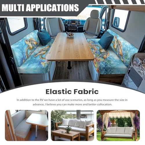 Sea Turtle Print Rv Dinette Cushion Covers Stretch Camper Cushion Covers Rv Seat Covers Stretchable Booth Seat Furniture Protector Portable Rv Sofa Cushions Replacement - color: Sea Turtle Pattern
