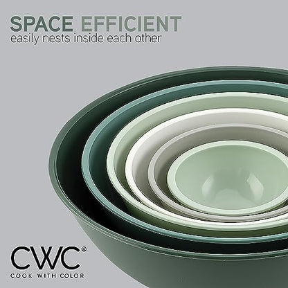 COOK WITH COLOR Mixing Bowls with Lids - 12 Piece Plastic Nesting Bowls Set includes 6 Prep Bowls and 6 Lids, Microwave Safe Mixing Bowl Set, Sage Tritan Lid - color: Sage Tritan Lid