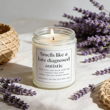 Autism Sensory Products for Adults, Best Gifts for Autistic Teenagers, Special Needs Teenager Gift, Unique Autistic Adult Must Have - Lavender Scented Candle - style: Autism