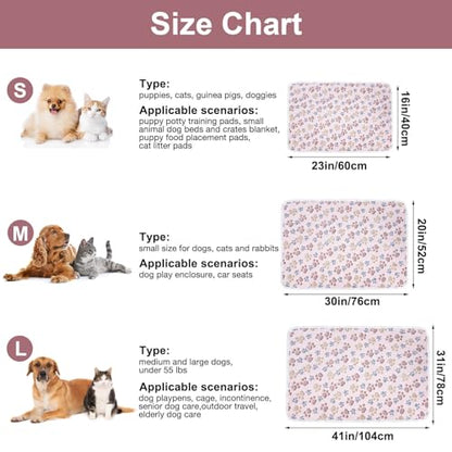 Dono 1 Pack 3 Blankets Soft Fluffy Paw Print Pattern Fleece Pet Blanket Warm Sleep Mat Puppy Kitten Blanket Doggy Mat Paw Print for Animals-23 * 16in - color: Lightpaw, size: Large(41*31")