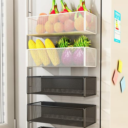 Magnetic Basket Organizer Holder for Fridge Magnetic Storage Bin Box Containers for Refrigerator Whiteboard Classroom (Large, Black) - style: Large, Black