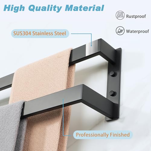 Alise Double Towel Bar, 32" Towel Racks for Bathroom Wall Mounted SUS304 Stainless Steel, Quick Drying Bathroom Towel Holder, Long Heavy Duty Towel Hanger, Matte Black - color: Matte Black, size: 32-inch