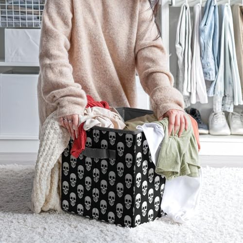 Skull Pattern Foldable Storage Box with Handle Organizer Containers for Home Office Clothes Office Supplies - color: style-5-1