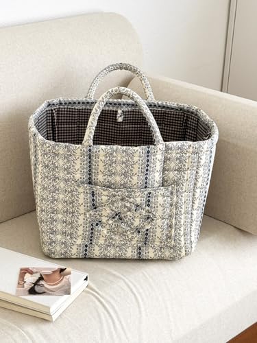 Storage Basket Boho Fabric Large Collapsible Floral Laundry Nursery Hamper Portable Folding Storage for Clothes Toys (Vine-Blue B) - color: Vine-Blue B