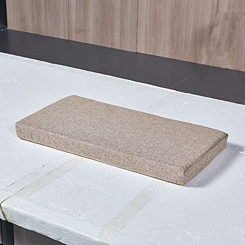 Khaki Bench seat Chair Pads Non-Slip Rubber Back Indoor Swing /Settee Cushion 48inX18inX2in(122X45.5X5CM) - color: Khaki, size: 48"x18"x2"