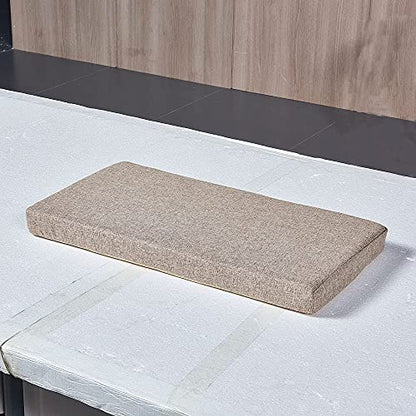 Khaki Bench seat Chair Pads Non-Slip Rubber Back Indoor Swing /Settee Cushion 48inX18inX2in(122X45.5X5CM) - color: Khaki, size: 48"x18"x2"