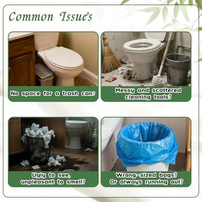 Bathroom Trash Can with Toilet,Slim Bathroom Trash Can,Toilet Brush and Holder Set,4.5 Liter / 1.2 Gallon Press Type Odor Proof rv Trash can,for Bathrooms, RVs, Small Spaces