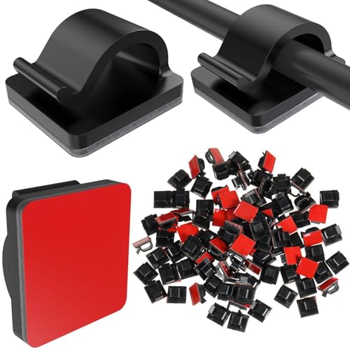 Blulu 100 Pcs Adhesive Cable Clips Bulk Wire Holder for Cord Organizer Clips Cable Management Outdoor Light Hooks for Christmas Wall String Lights Fairy Lights - color: Black, size: Small