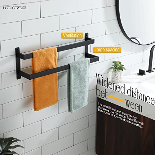 KOKOSIRI Towel Bars Black Bath Towel Holders 24-Inch Bathroom 2-Tiers Ladder Towel Rails Wall Mounted Towels Shelves Rack Stainless Steel, B5008BK-L24 - color: Matte Black, size: 24-Inch