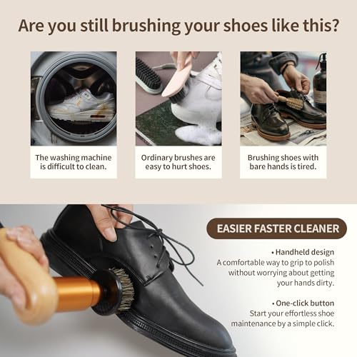 Smart Shoe Polisher Kit, 75W Electric Shoe Polisher with Adjustable Speed, Automatic Shoe Shine Kit , Portable Leather Care Cleaning Kit for Shoes, Boots,Bags, Sofa (Muticolor)