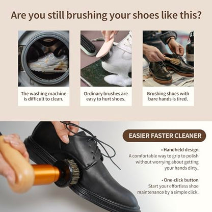 Smart Shoe Polisher Kit, 75W Electric Shoe Polisher with Adjustable Speed, Automatic Shoe Shine Kit , Portable Leather Care Cleaning Kit for Shoes, Boots,Bags, Sofa (Muticolor)